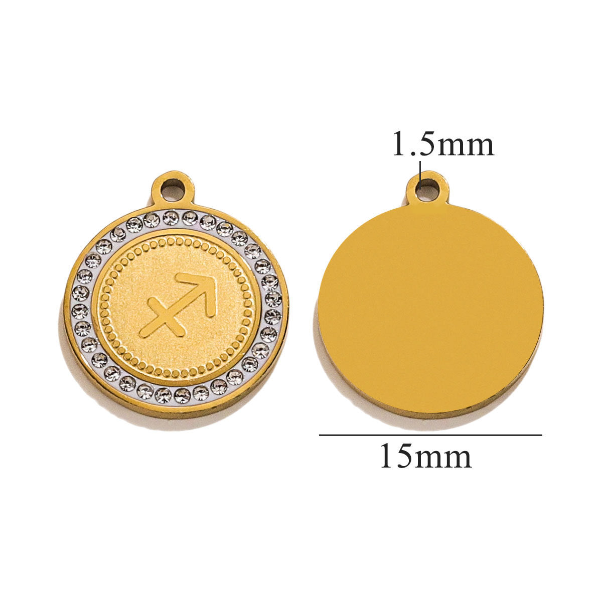 18K Gold-Plated Round Zodiac Constellation Pendant Charms – 12 Signs