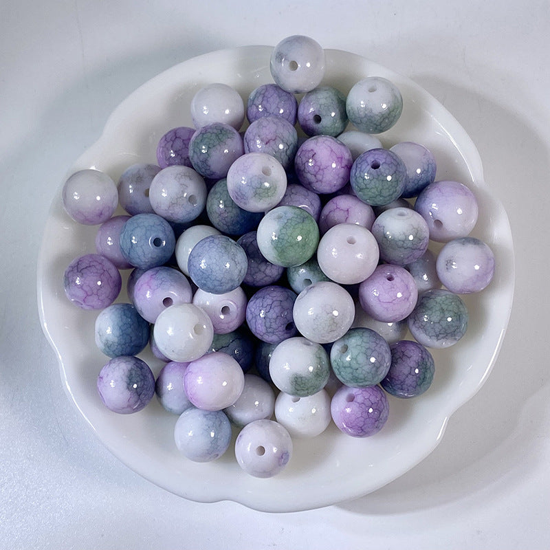 Glazed Porcelain Dragon Pattern Round Beads