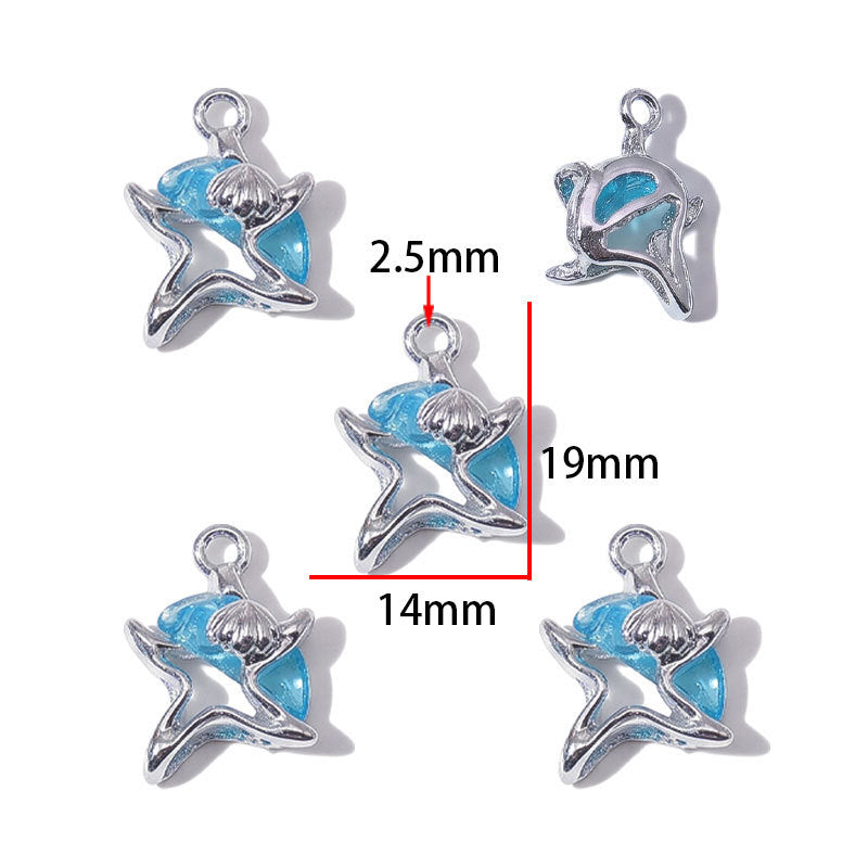 Blue Glass Inlay Jellyfish Charms – Ocean-Inspired Alloy Jellyfish Pendants for DIY Bracelets, Necklaces & Jewelry Making