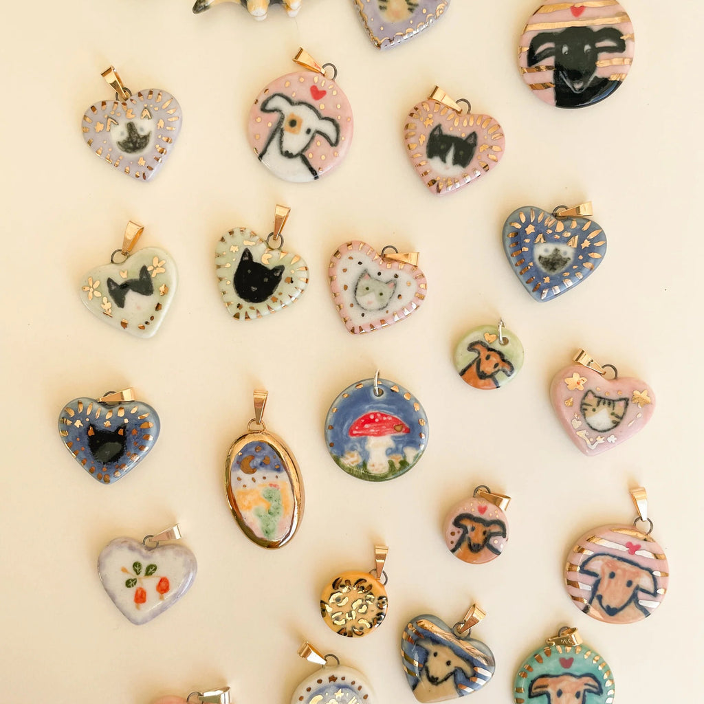 18K Gold-Plated Colorful Heart Pendant Charms