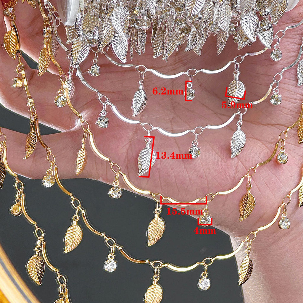 Leaf Rhinestone Decorative Chain – 10 Meters