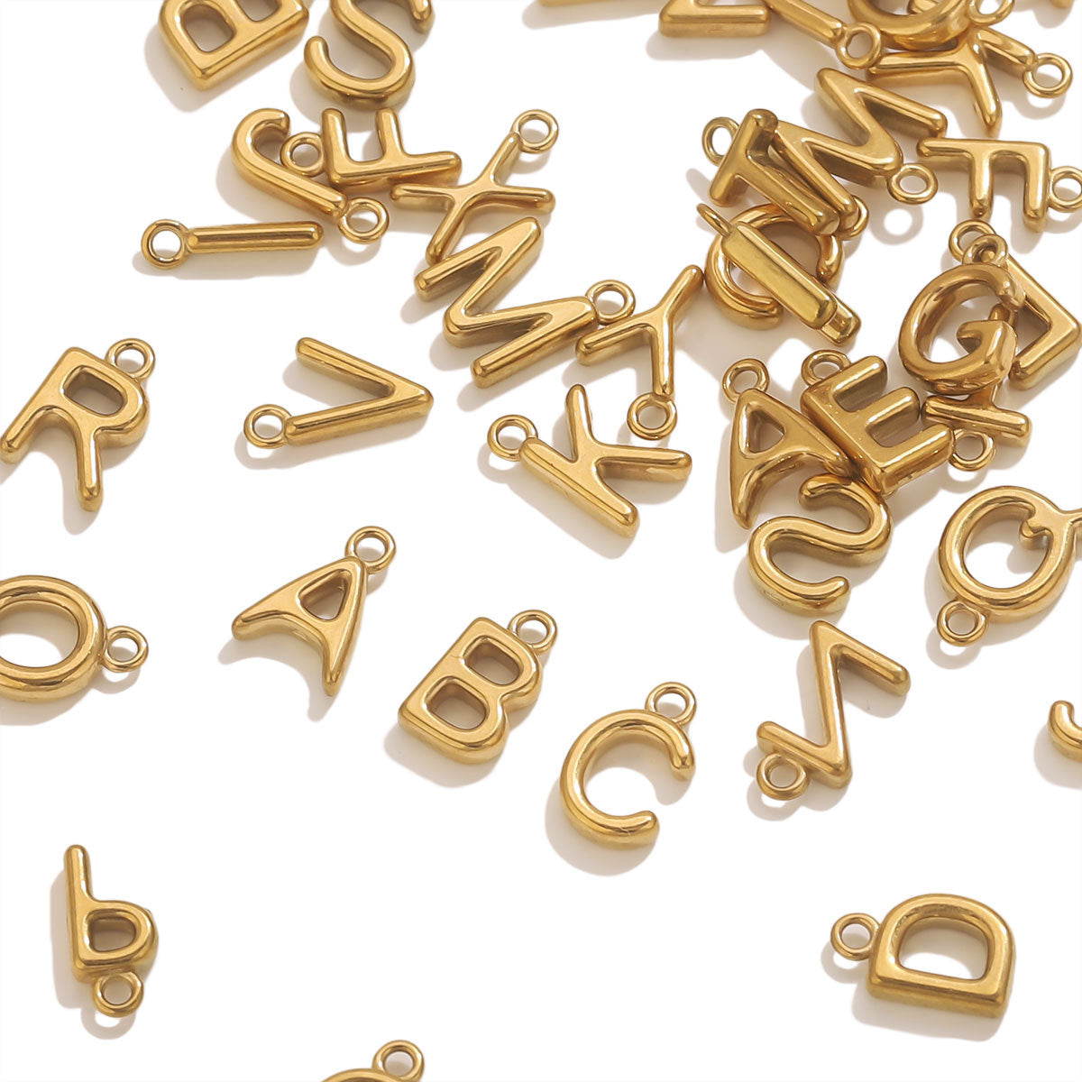 Mini A–Z Stainless Steel Round Letter Charms 10pcs