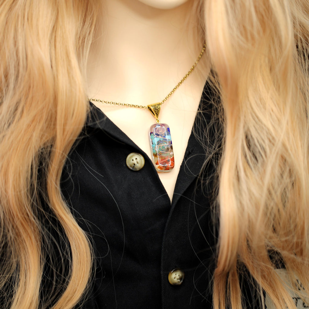 Colorful Natural Stone Chip Resin Pendant Charms