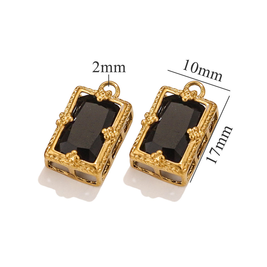Stainless Steel Crystal Zircon Mini Pendant Charms