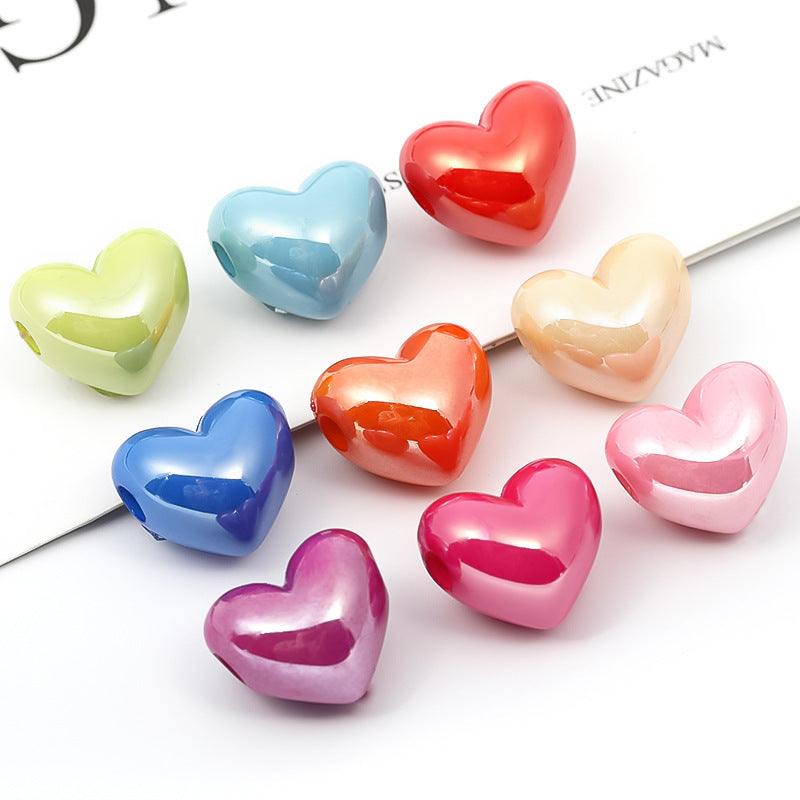 Bright Color Acrylic Heart Beads – Solid Color Side-Hole Love Beads for DIY Bracelets, Necklaces & Jewelry Making