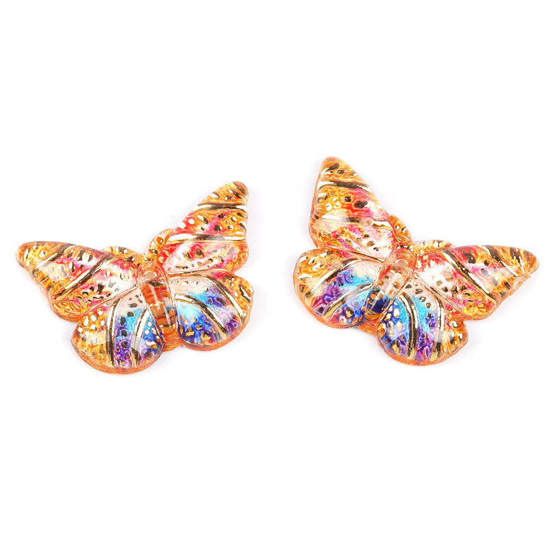 Colorful Acrylic Butterfly Beads – Gold Foil Butterfly Charms with Holes for DIY Jewelry, Hair Clips, Floral Arrangements & Crafts
