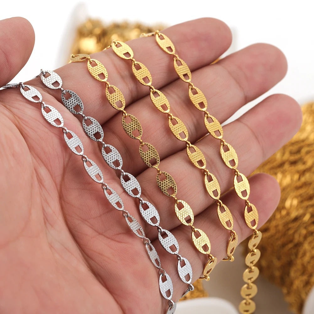 Stainless Steel Mariner-Link Chain by the Meter