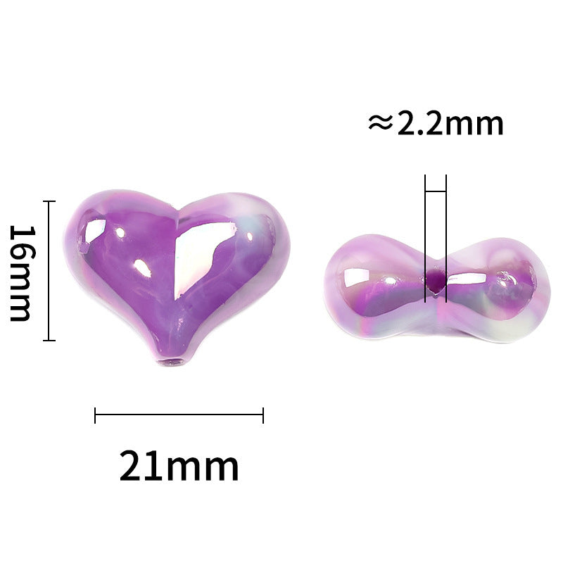 Gradient Cream Heart Beads – Pastel Ombre Heart-Shaped Straight-Hole Beads for DIY Phone Charms, Keychains, Bracelets & Jewelry Making