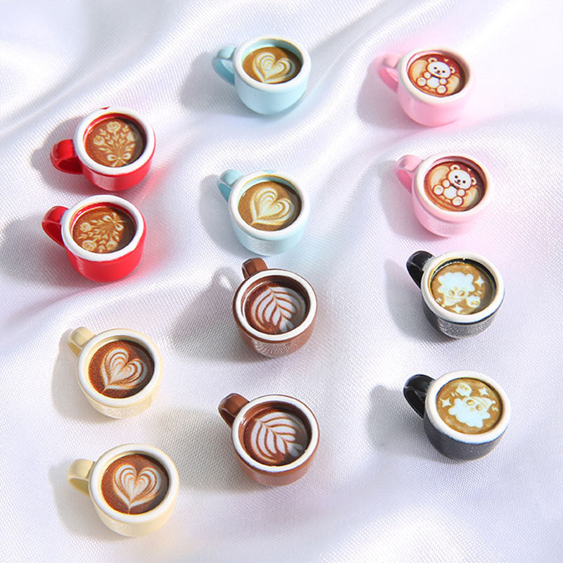 3D Painted Coffee Cup Charm – Engraved Mini Coffee Mug Pendant for DIY Keychains, Phone Charms, Bag Charms & Jewelry Making