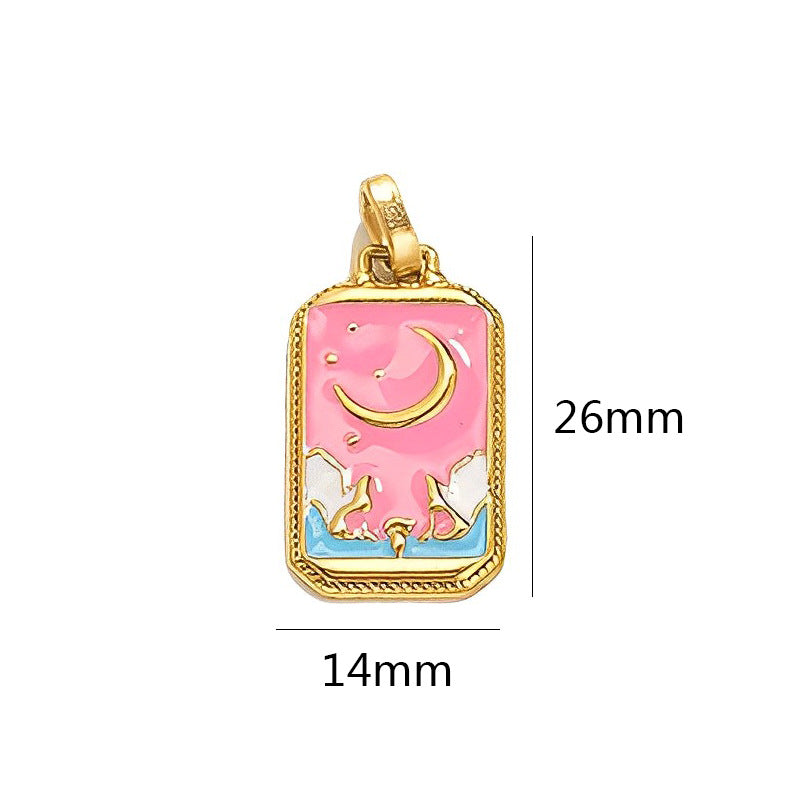 18K Gold-Tone Enamel Tarot Card Charms