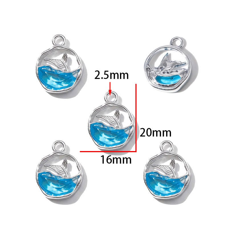Blue Glass Inlay Jellyfish Charms – Ocean-Inspired Alloy Jellyfish Pendants for DIY Bracelets, Necklaces & Jewelry Making