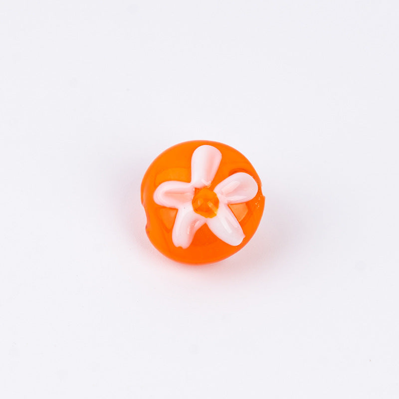 Double-Sided Mini Daisy Flat Glass Beads