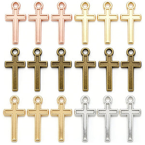 Vintage Alloy Cross Charms – Small Metal Cross Pendants for DIY Bracelets, Necklaces, Keychains & Jewelry Making