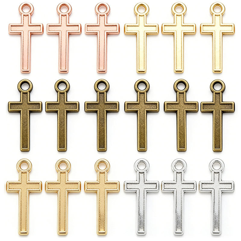 Vintage Alloy Cross Charms – Small Metal Cross Pendants for DIY Bracelets, Necklaces, Keychains & Jewelry Making