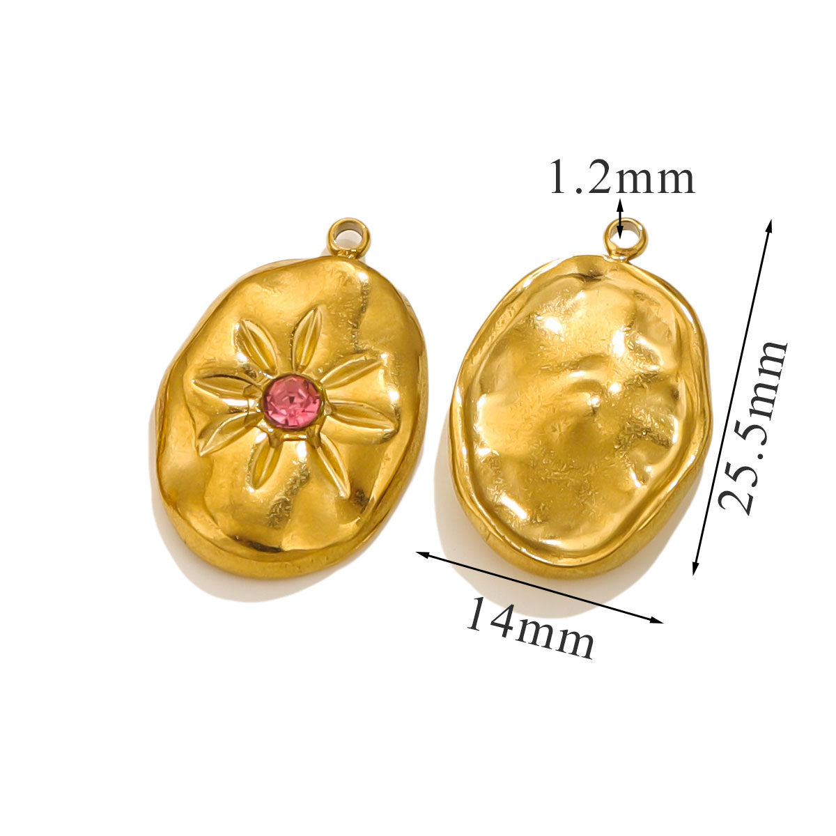 Gold-Plated Stainless Steel Crystal Sun, Star and Moon Pendant Charms 3pcs