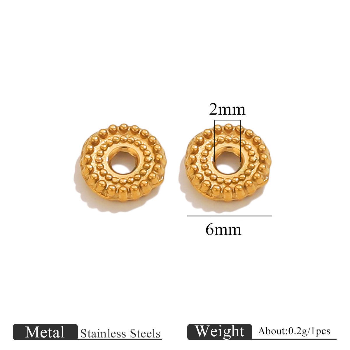 Dotted Gear Wheel Stainless Steel Spacer Beads
