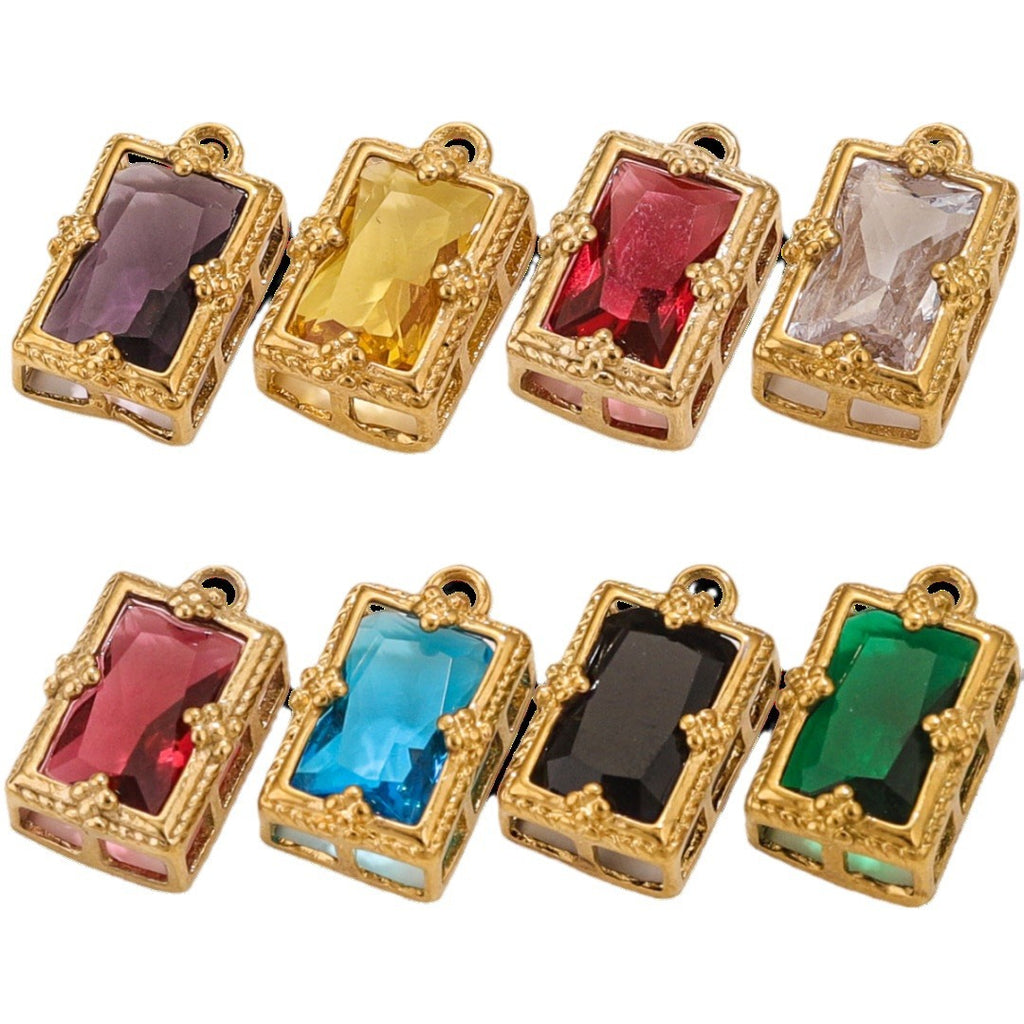 Stainless Steel Crystal Zircon Mini Pendant Charms
