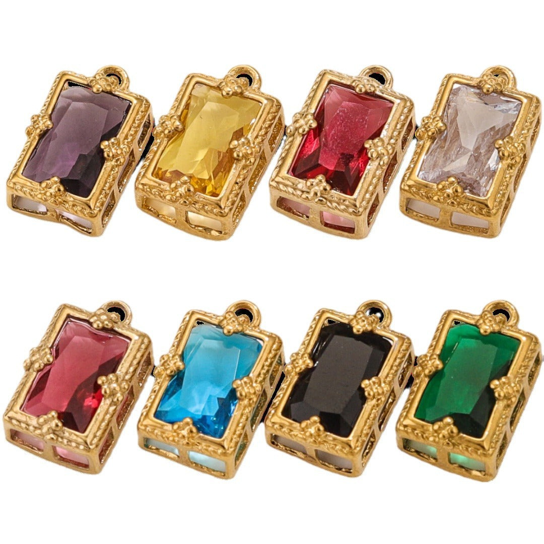 Stainless Steel Crystal Zircon Mini Pendant Charms