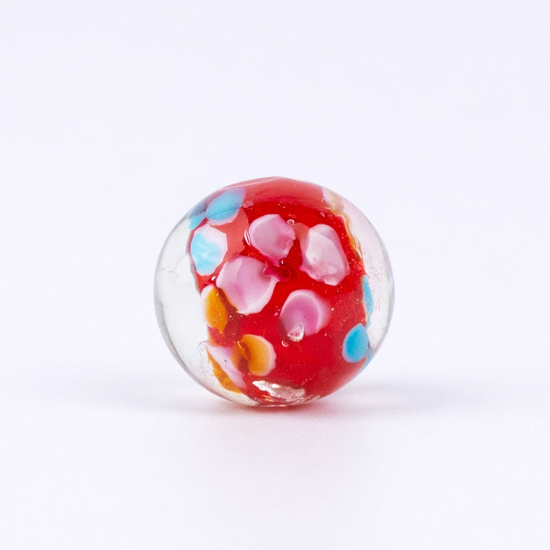 Large Pink Flower Ball Glass Beads