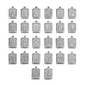 Stainless Steel Rectangular A–Z Letter Pendants 5pcs