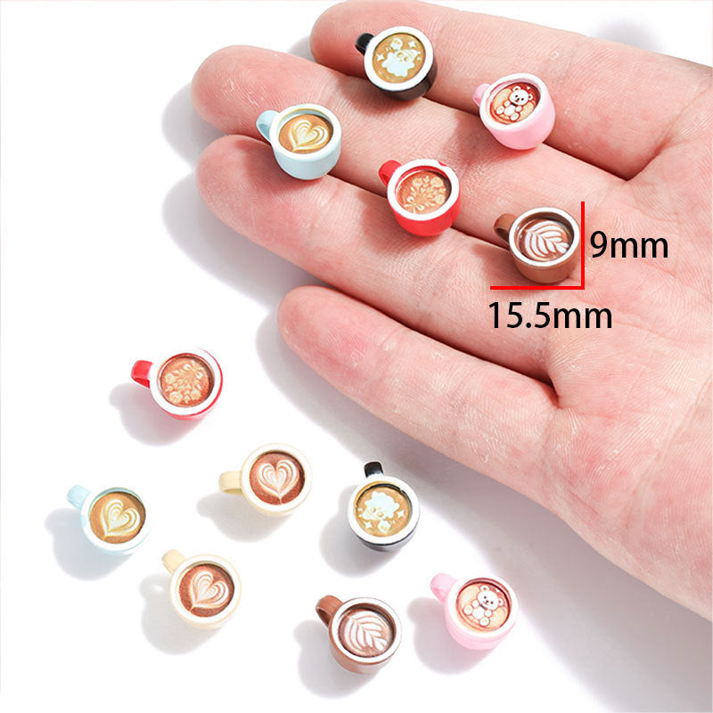 3D Painted Coffee Cup Charm – Engraved Mini Coffee Mug Pendant for DIY Keychains, Phone Charms, Bag Charms & Jewelry Making