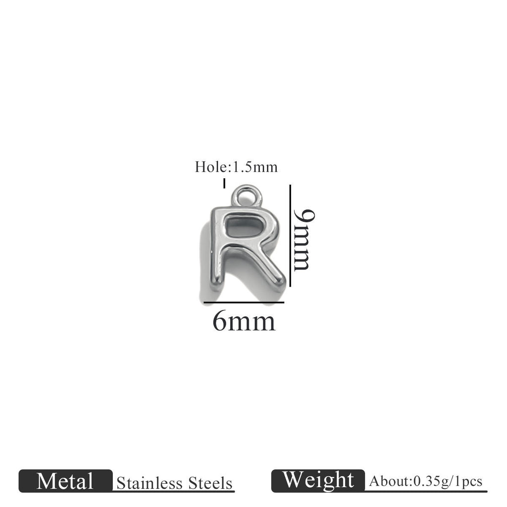 Mini A–Z Stainless Steel Round Letter Charms 10pcs