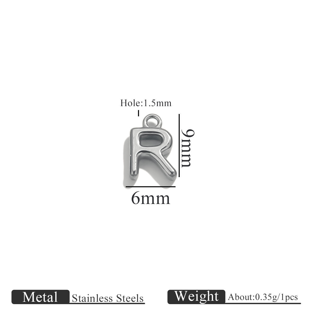 Mini A–Z Stainless Steel Round Letter Charms 10pcs