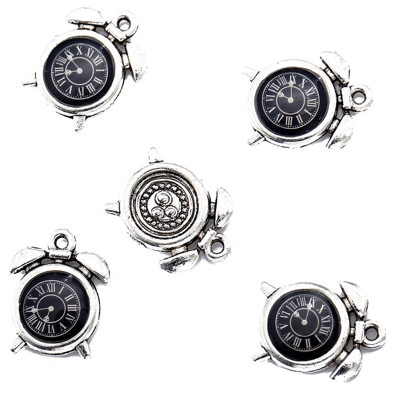 17×11mm Colorful Clock Charms – Korean-Style Zinc Alloy Enamel-Style Watch Pendants for DIY Bracelets, Necklaces & Jewelry Making
