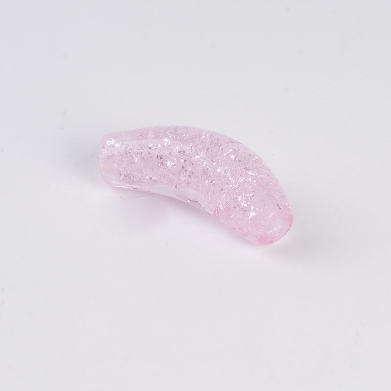 Purple & Pink Crescent Moon Glazed Beads