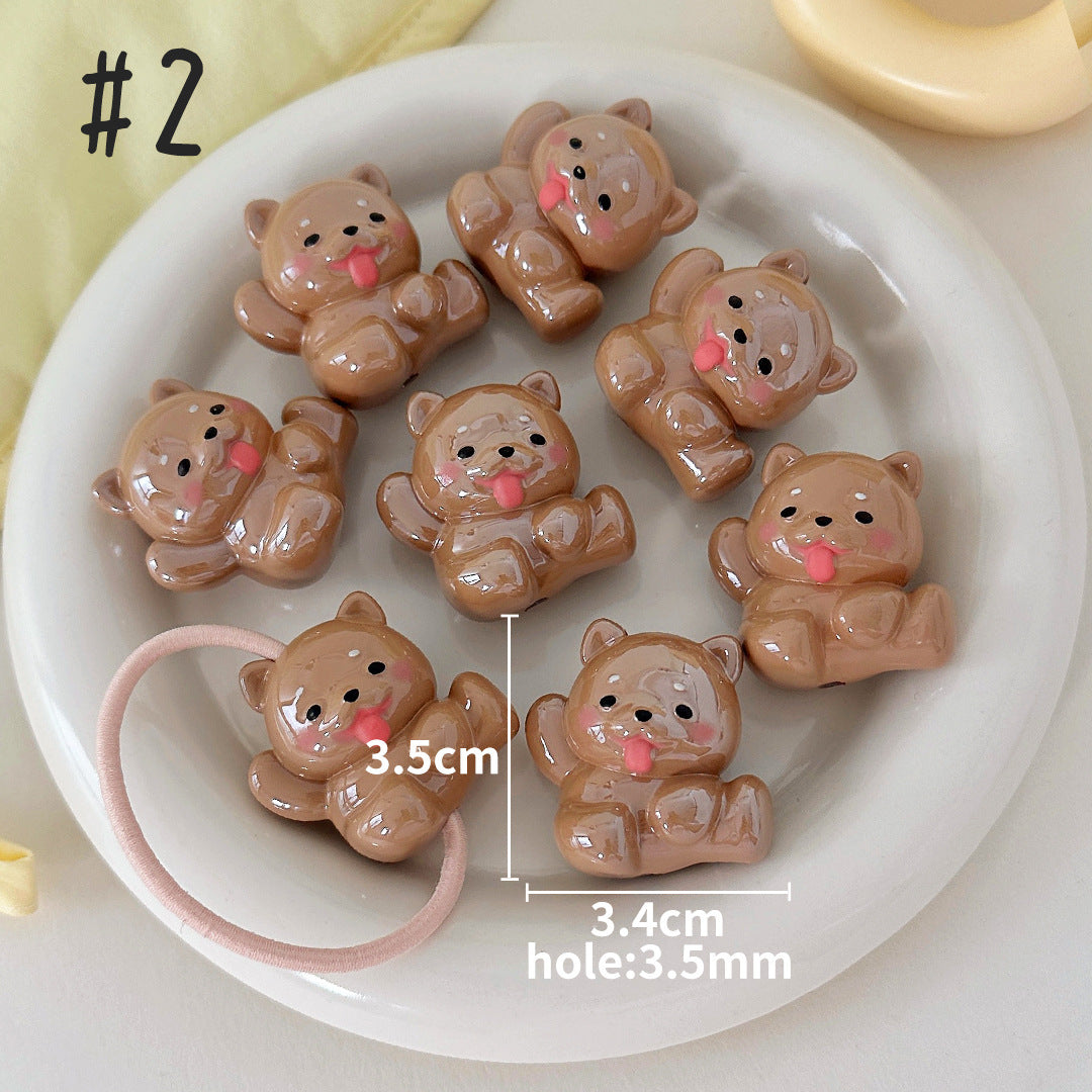 3D Cartoon Animal Acrylic Beads – UV-Finished Hand-Painted Style Straight-Hole Beads for DIY Phone Charms, Bracelets & Keychains