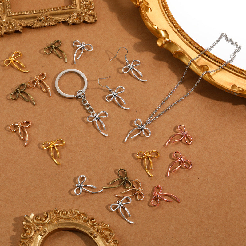 Colorful Alloy Bow Charms – Vintage Bow Tie Pendants for DIY Bracelets, Necklaces & Jewelry Making