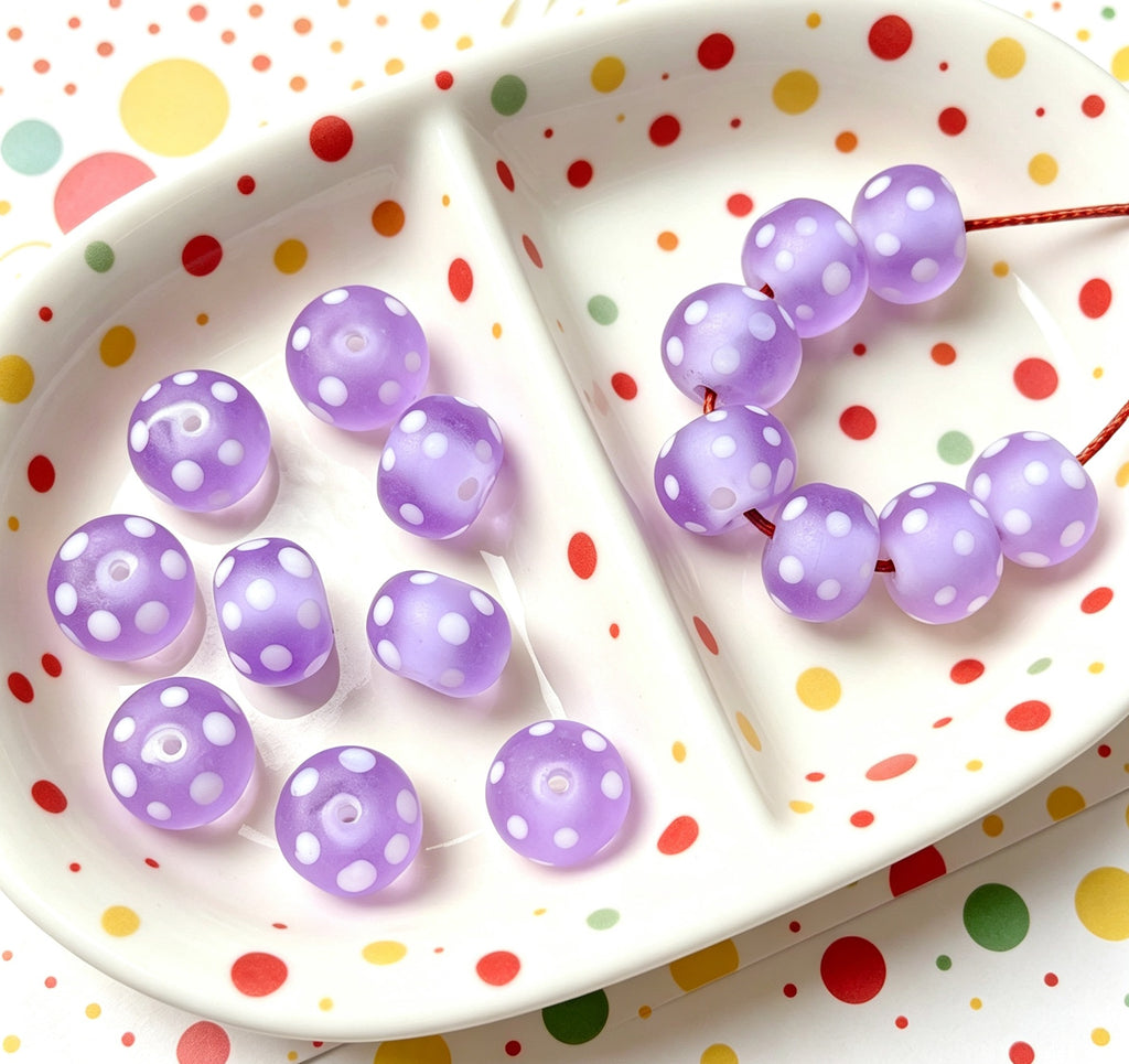 Candy-Color Matte Polka Dot Glazed Beads