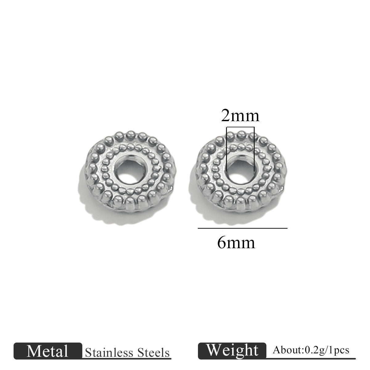 Dotted Gear Wheel Stainless Steel Spacer Beads