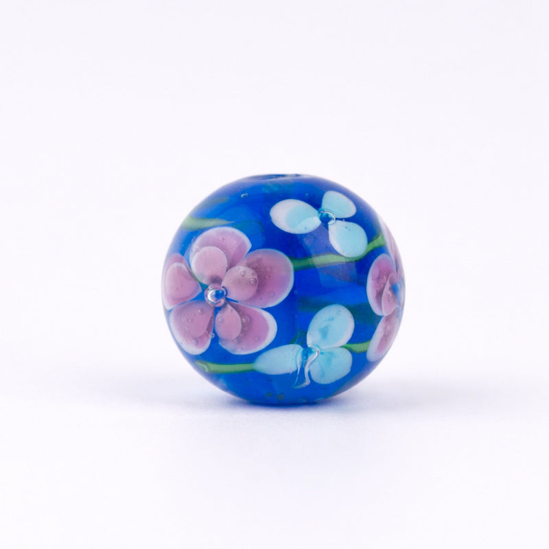 Large Pink Flower Ball Glass Beads