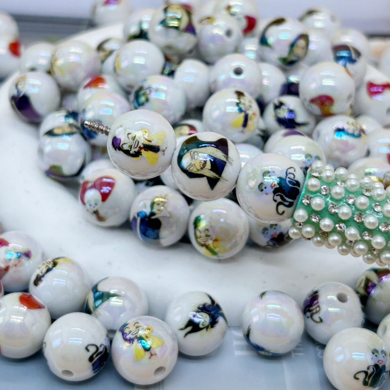 Printed Halloween Acrylic Round Beads