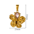 Vintage Stainless Steel Crystal Flower Pendant 2pcs
