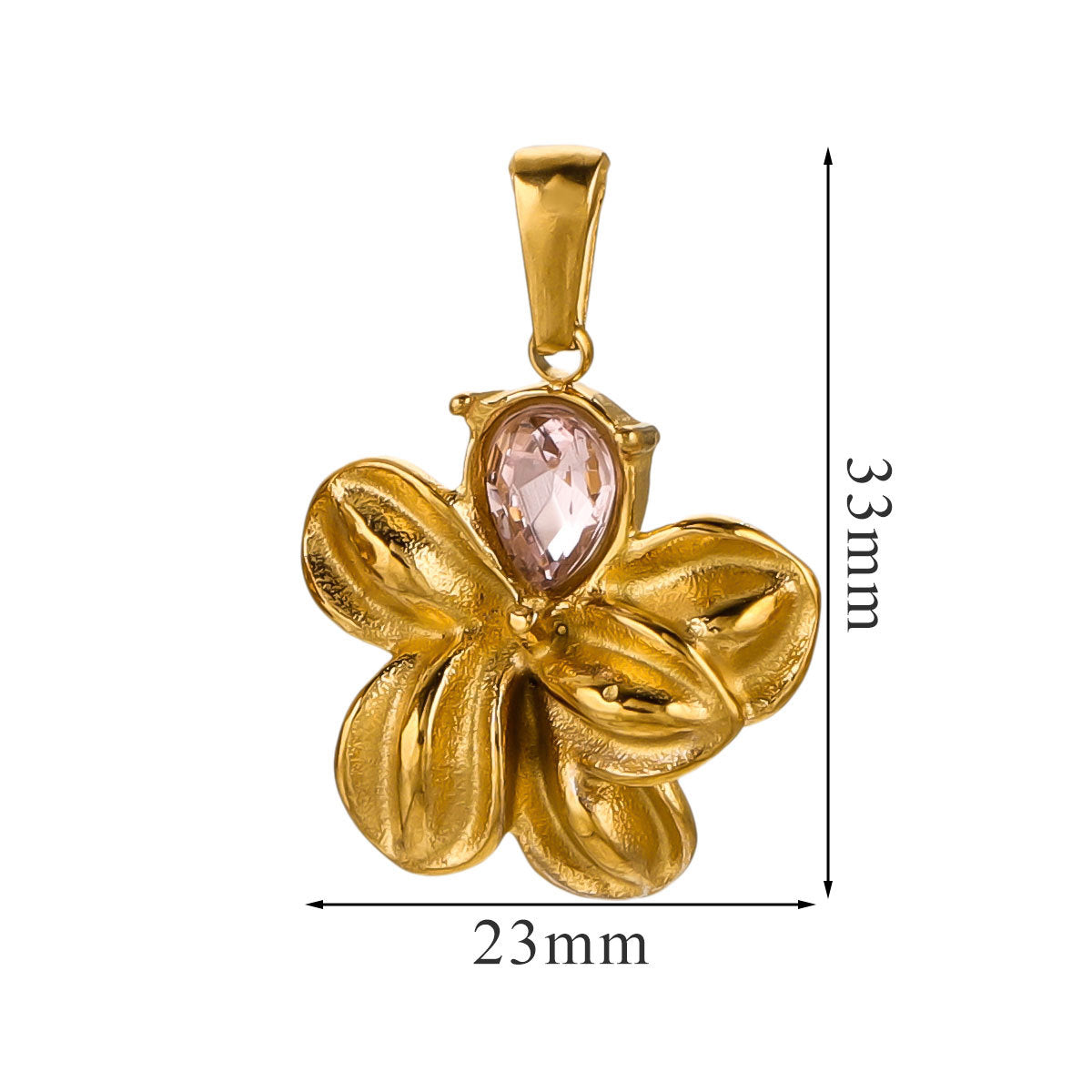 Vintage Stainless Steel Crystal Flower Pendant 2pcs