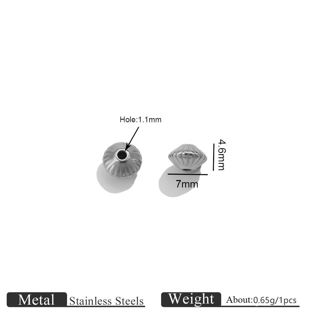 Ribbed Stainless Steel Spinning-Top Spacer Beads