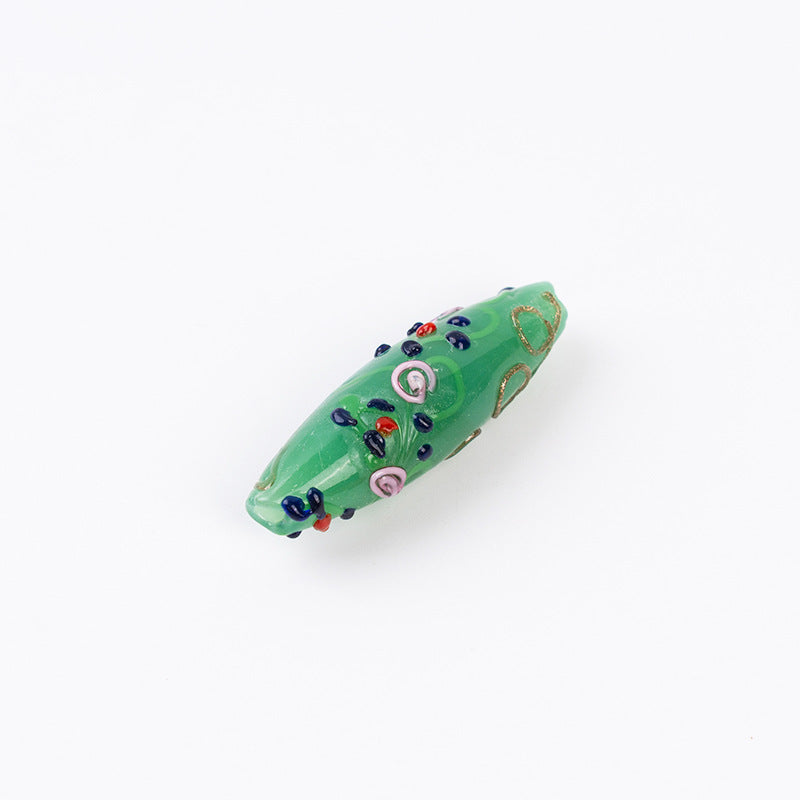 3D Silk-Pattern Glazed Waist Drum Beads