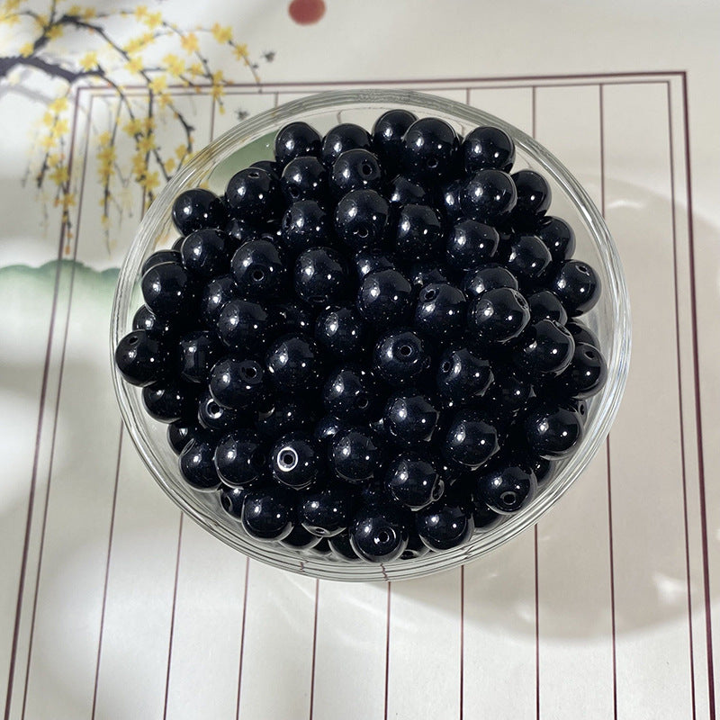Jade-Style Glass Round Beads