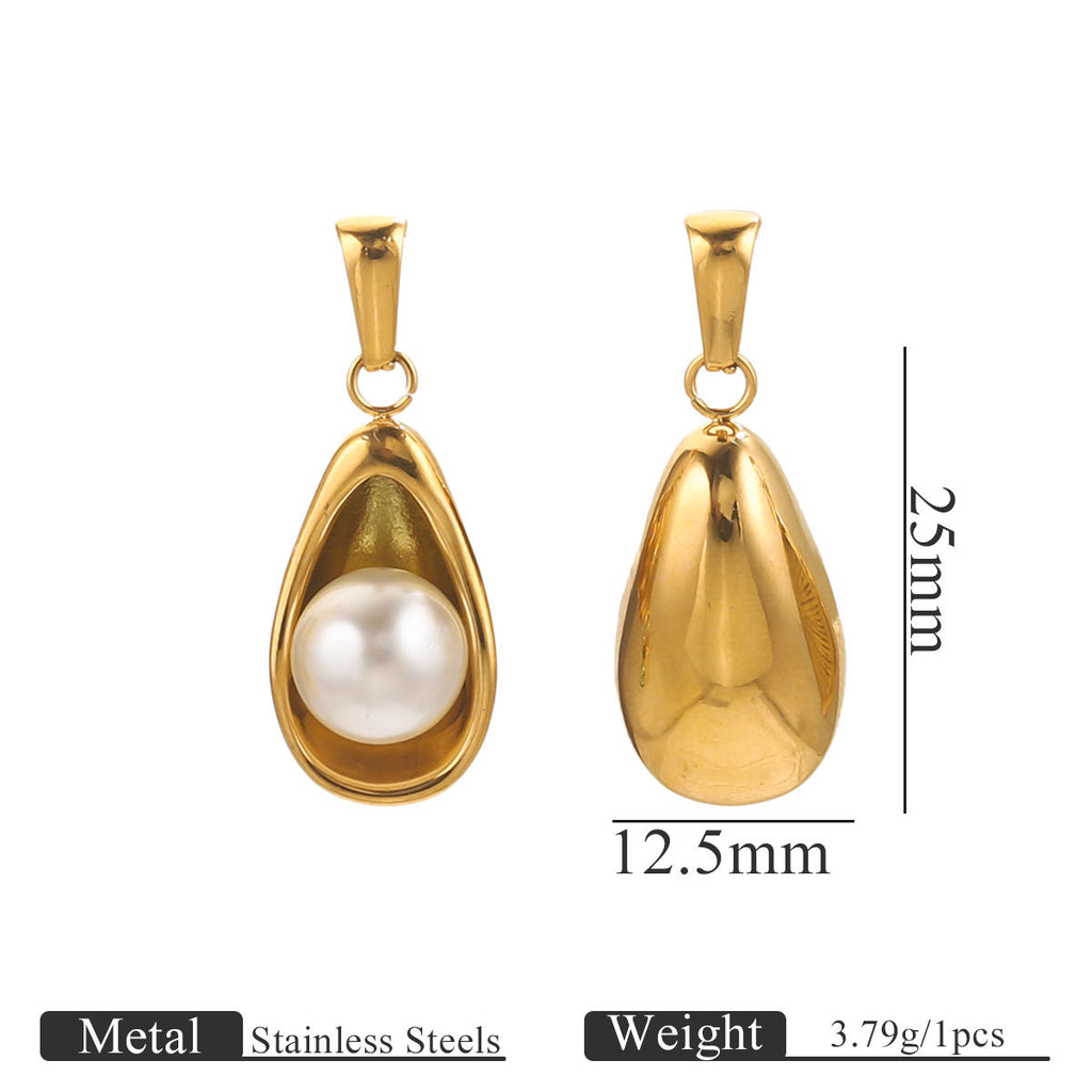 Irregular Imitation Pearl Stainless Steel Pendant