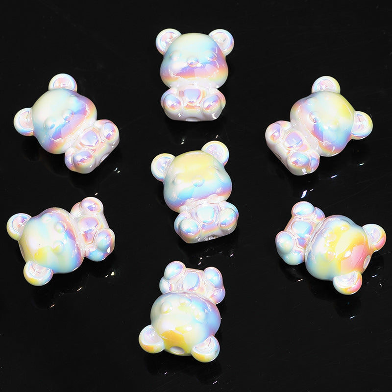 Colorful Acrylic Bear Beads – Plated Cartoon Teddy Bear Beads for DIY Phone Charms, Beadable Pens, Bracelets & Jewelry Making