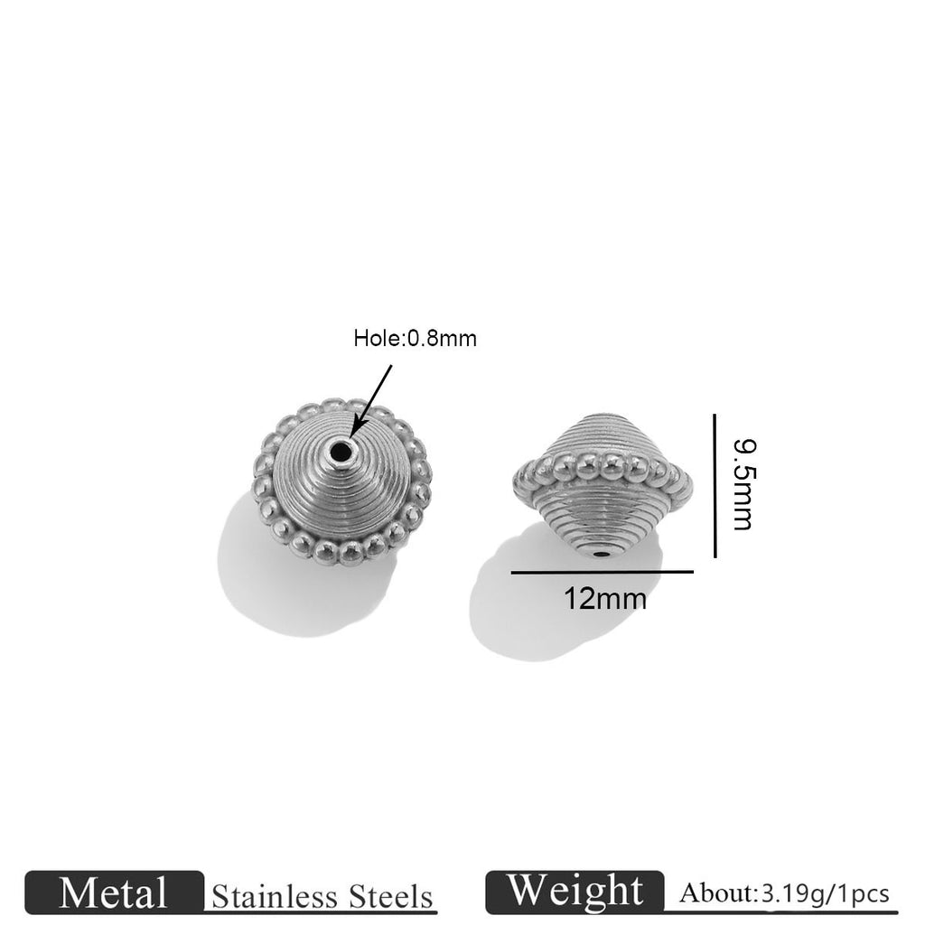 Ribbed Stainless Steel Spinning-Top Spacer Beads