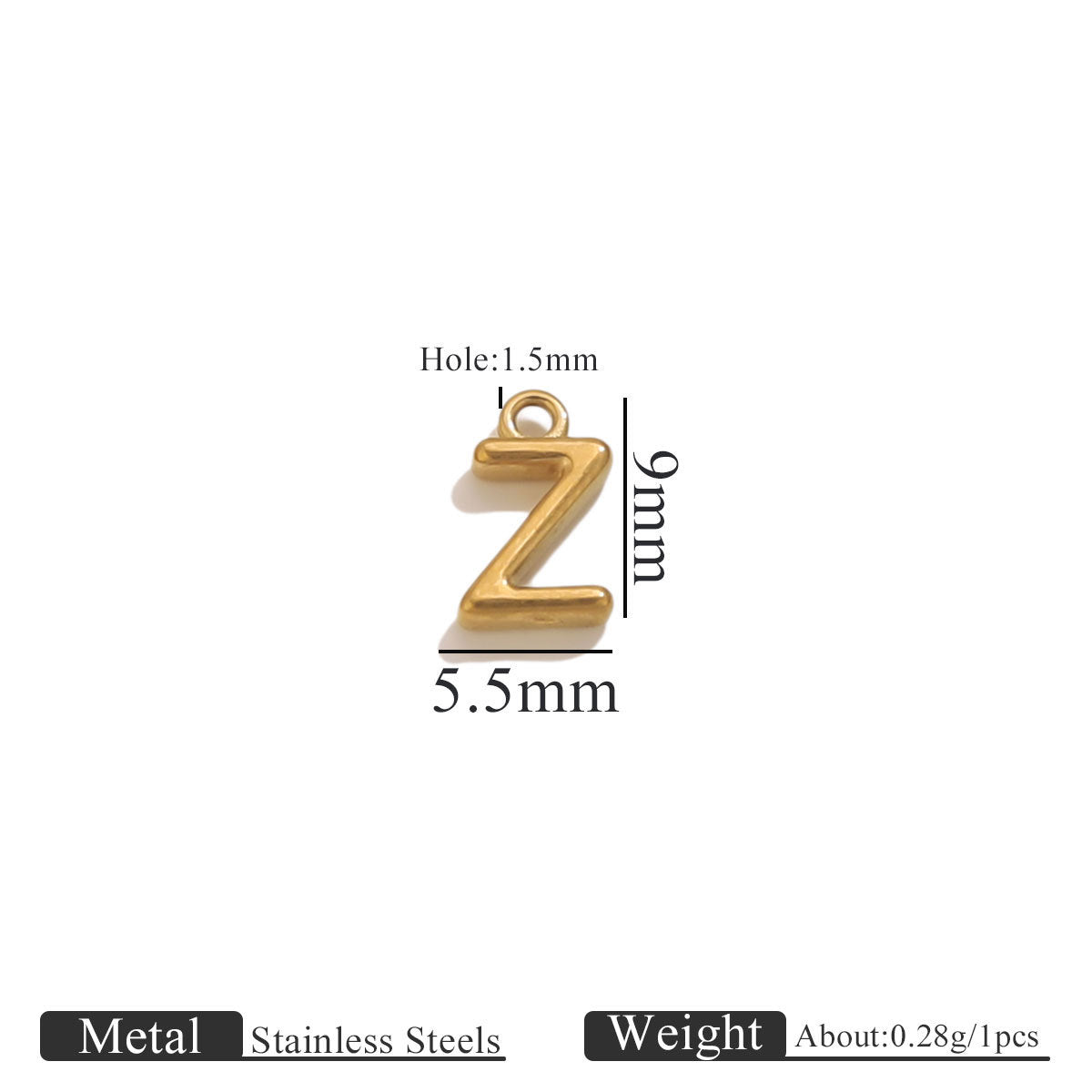 Mini A–Z Stainless Steel Round Letter Charms 10pcs