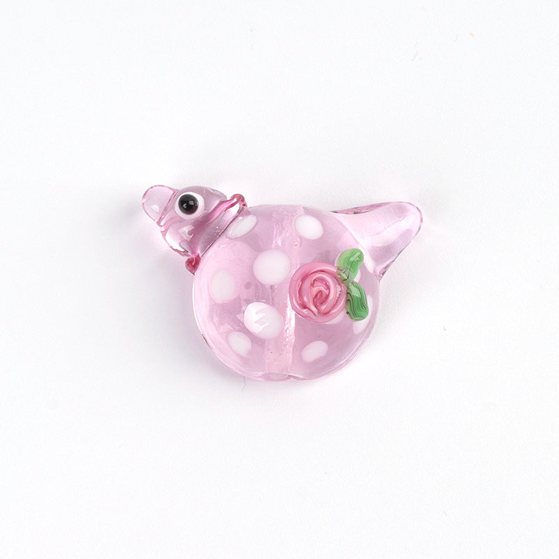 Lampwork Glass Dove Bird Beads – Polka Dot