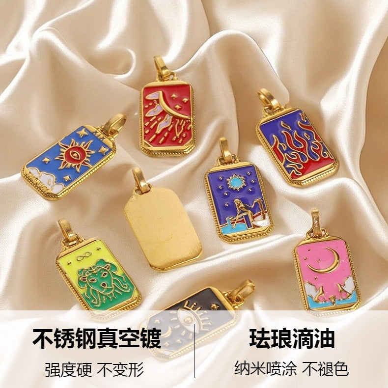 18K Gold-Tone Enamel Tarot Card Charms