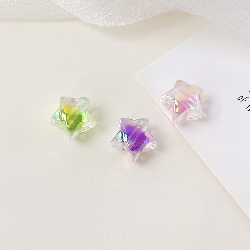 Transparent Two-Tone Acrylic Star Beads