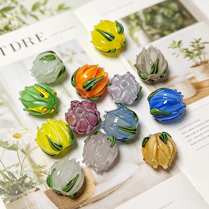 Tulip Flower Lampwork Beads
