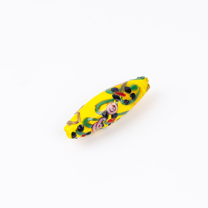 3D Silk-Pattern Glazed Waist Drum Beads
