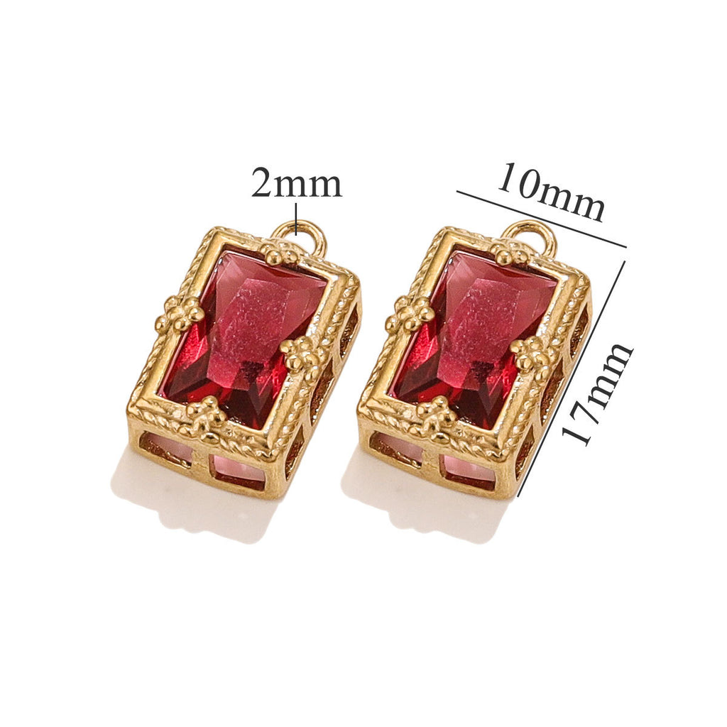 Stainless Steel Crystal Zircon Mini Pendant Charms